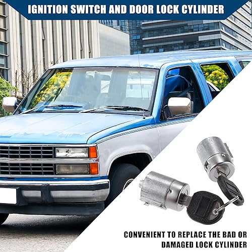 Miniatura 3 de No.12369498 - Juego de núcleos de bloqueo de interruptor de encendido para puerta delantera, con llaves para Chevy CK Pickup 1995-1997 para GMC