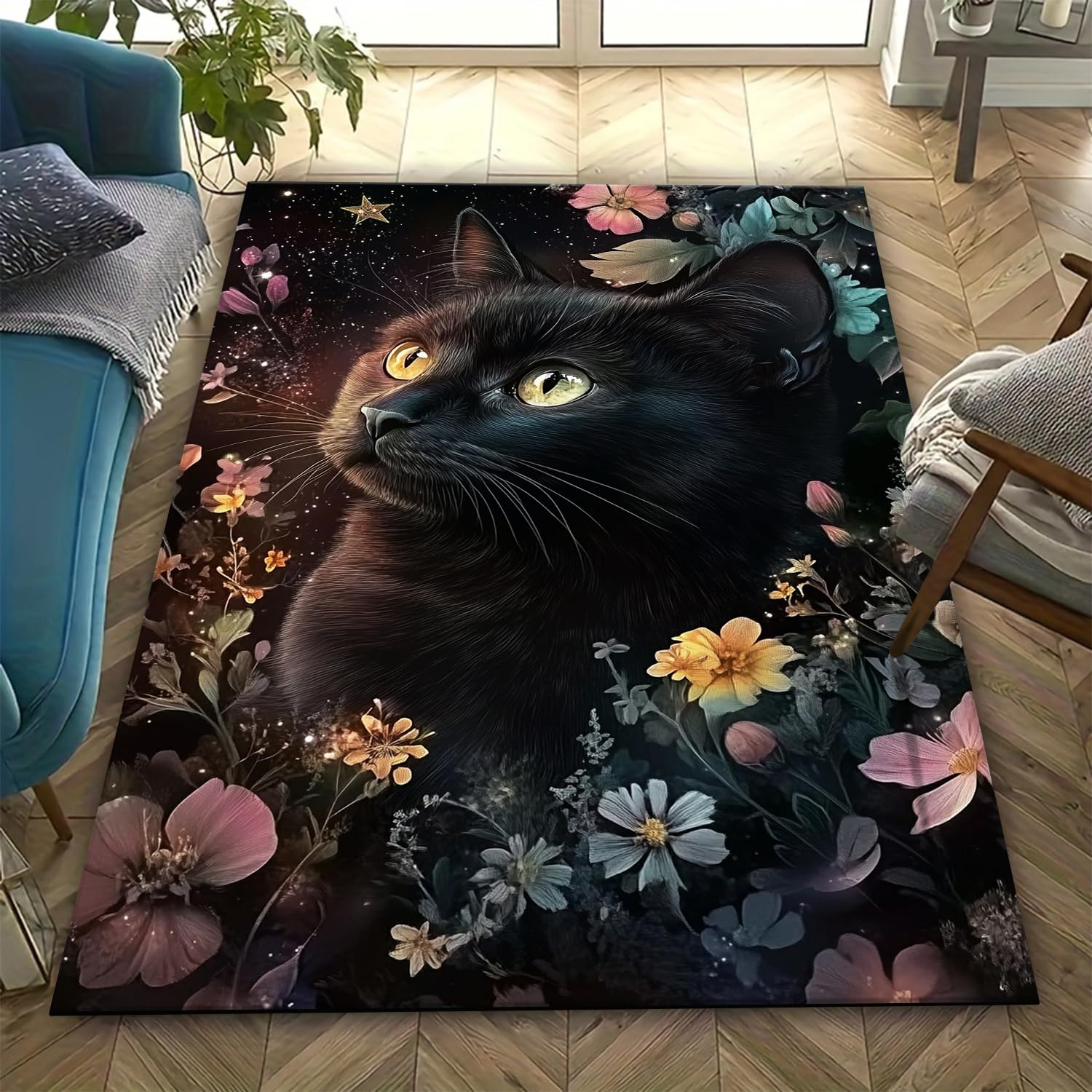 Tapis d'intérieur anti-fatigue chat 3D lavable contre sols froids