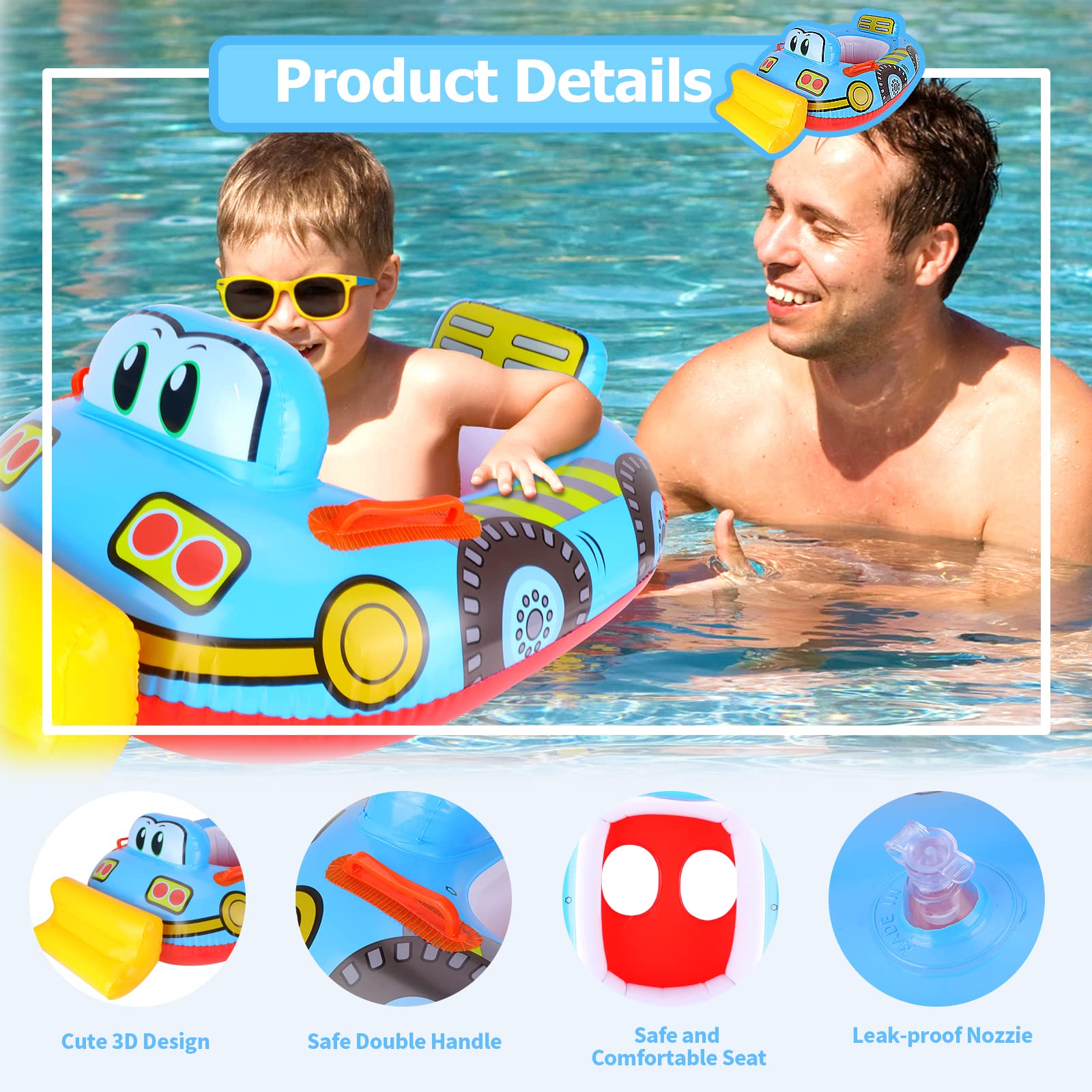 1 Pezzo Anello Gonfiabile Per Nuoto Bambini Con Parasole, Divertente - Foto 3