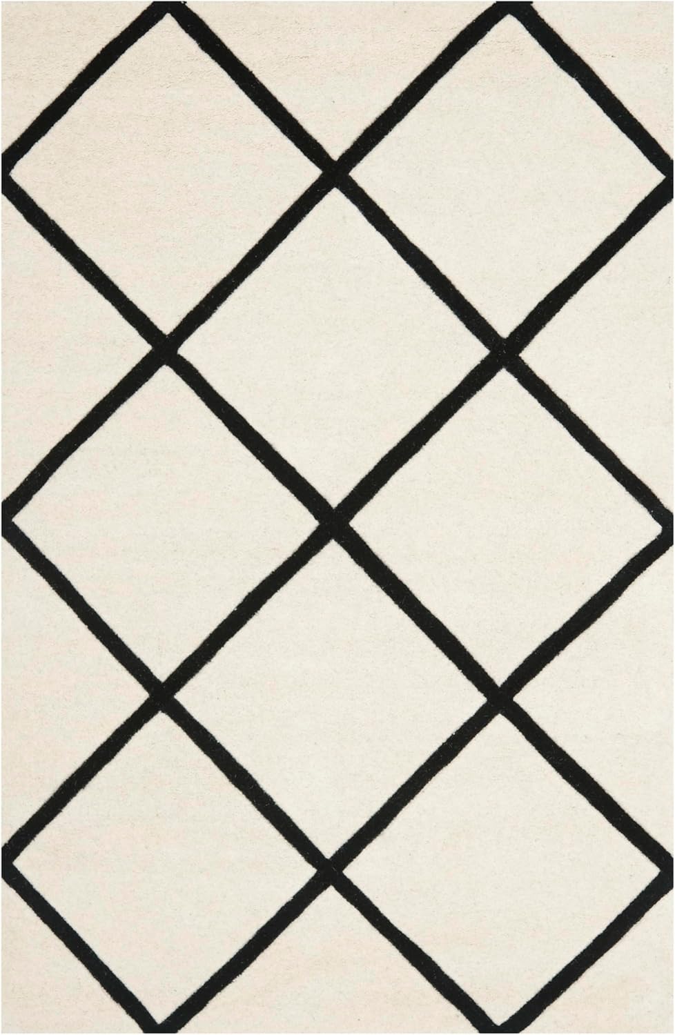 Ivory and Black Hand-Tufted Wool Area Rug 6' x 9'