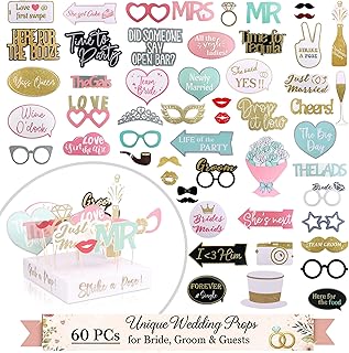 SOUL SHIFT - 60PCs Pastel Themed Wedding Photo Booth Props - Pre-Assembl...