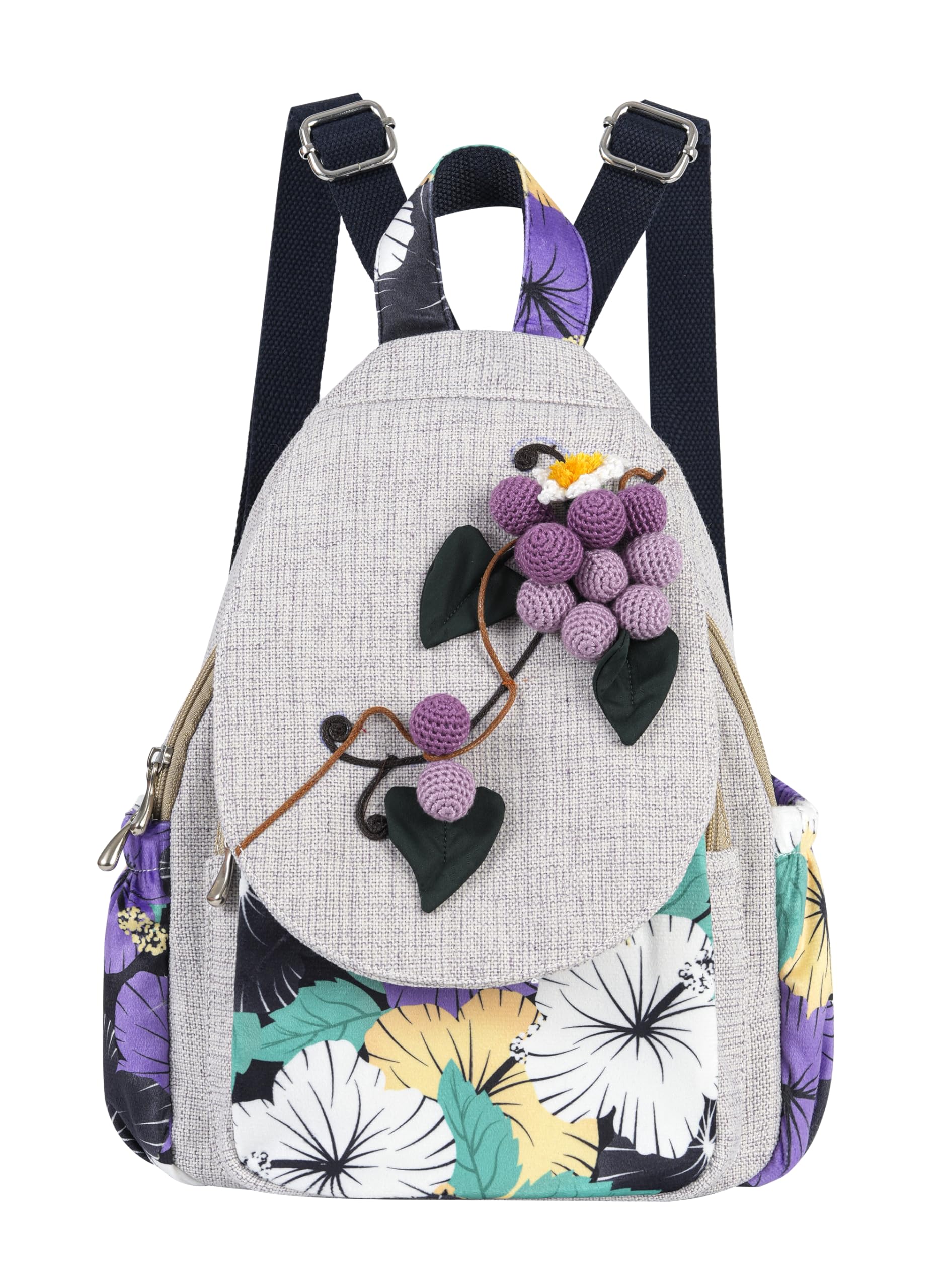 Womens Boho Cotton Hemp Cloth Backpack Boho Vintage Embroidered Casual Purse