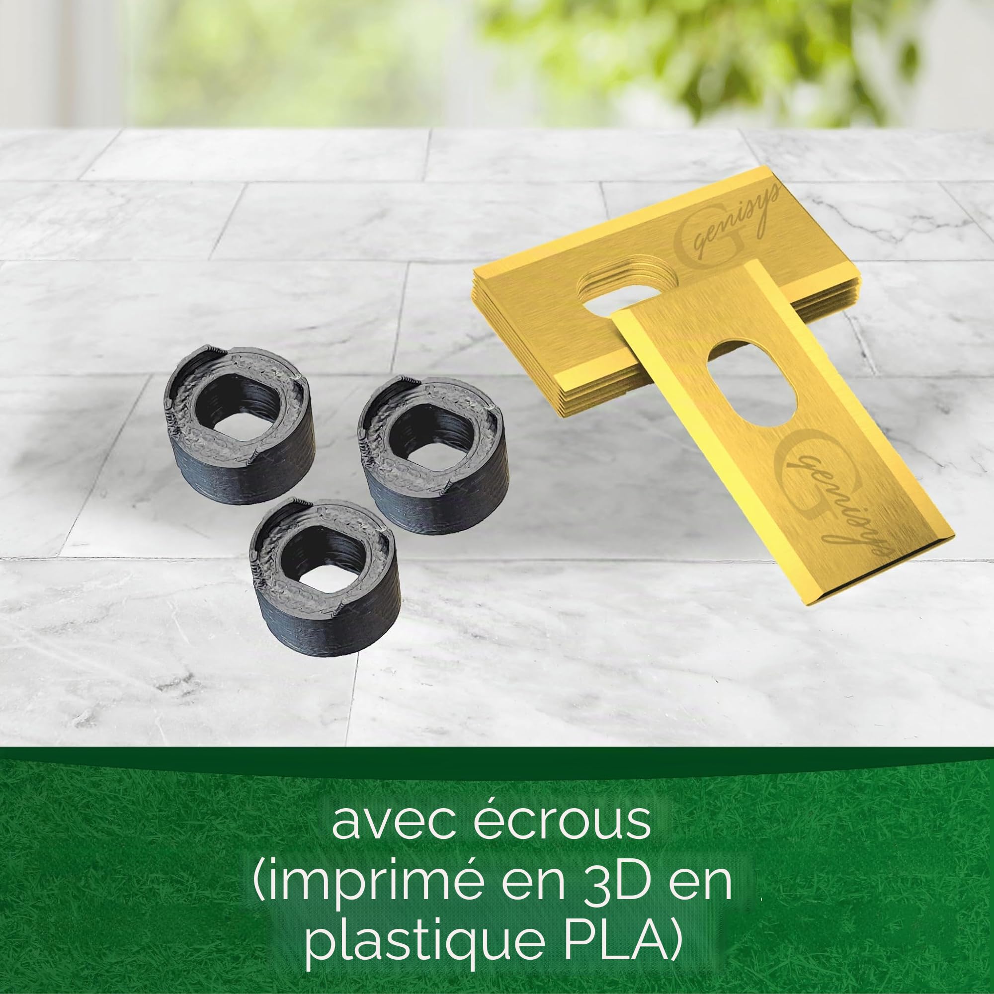 Couteau en titane compatible avec Dreame A1 A2 Mova Lames de rechange en acier inoxydable LongLife [incassable, certifié DIN EN 50636], pièce : 12 + 12 écrous