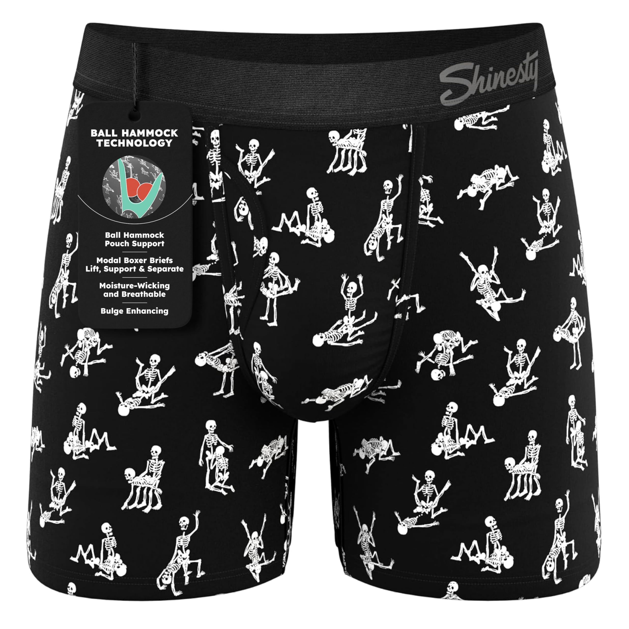 Ball Hammock Pouch Underwear For Men | Mens Boxer Briefs Short Leg | US Large Skeletons