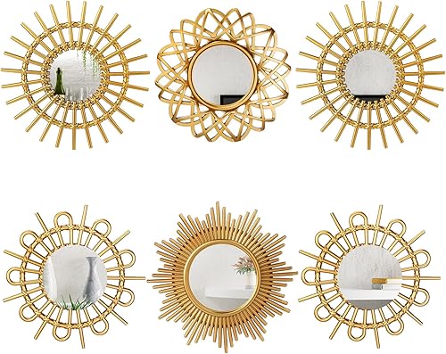 Miniatura 7 de Namalu 6 espejos para decoración de pared, espejos de sol circulares pequeños, Espejos, arte de pared decorativo, espejo de entrada, espejo circular