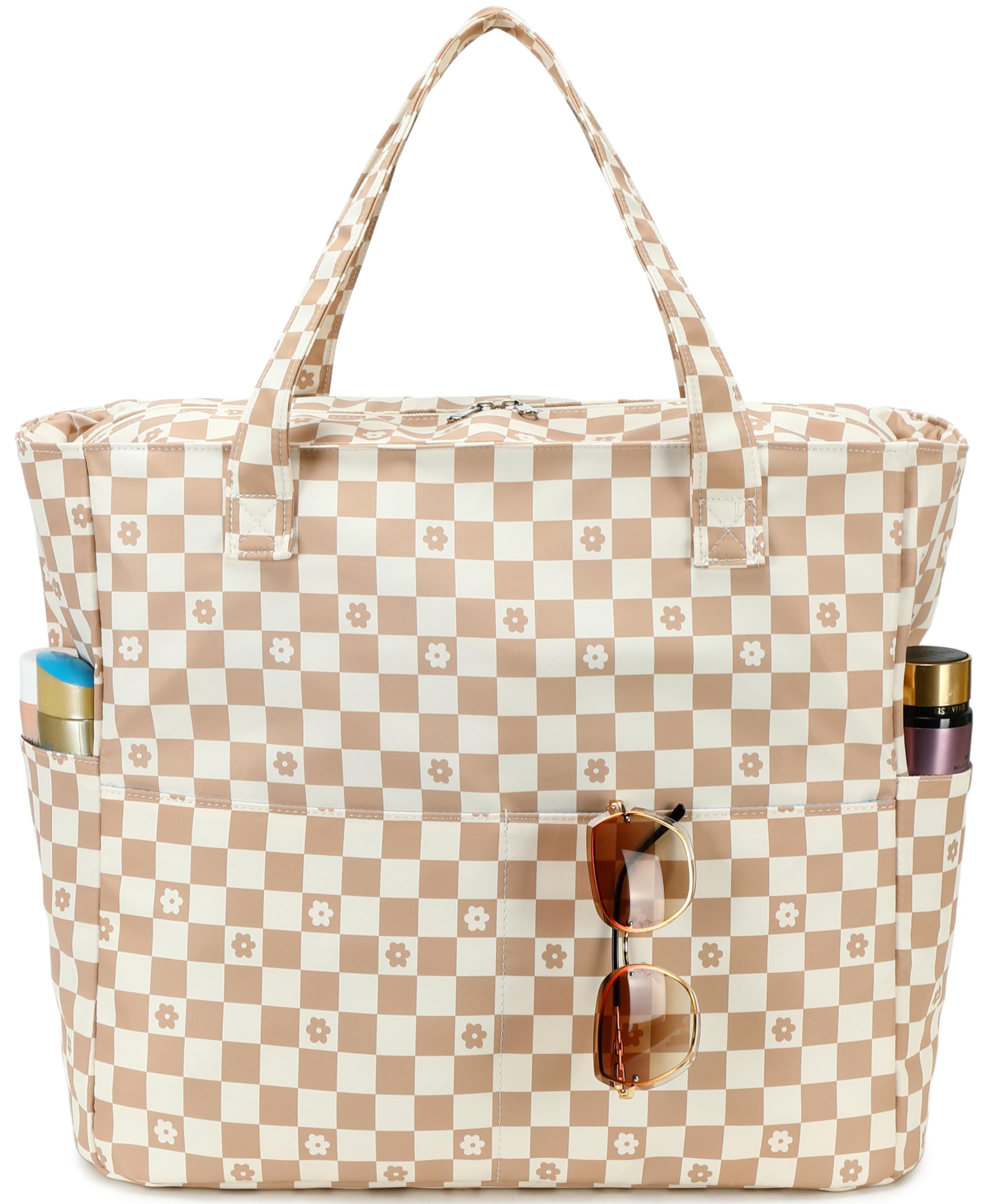 LEDAOU Large Beach Bag for Women, Waterproof Sandproof Tote Bag with Zipper