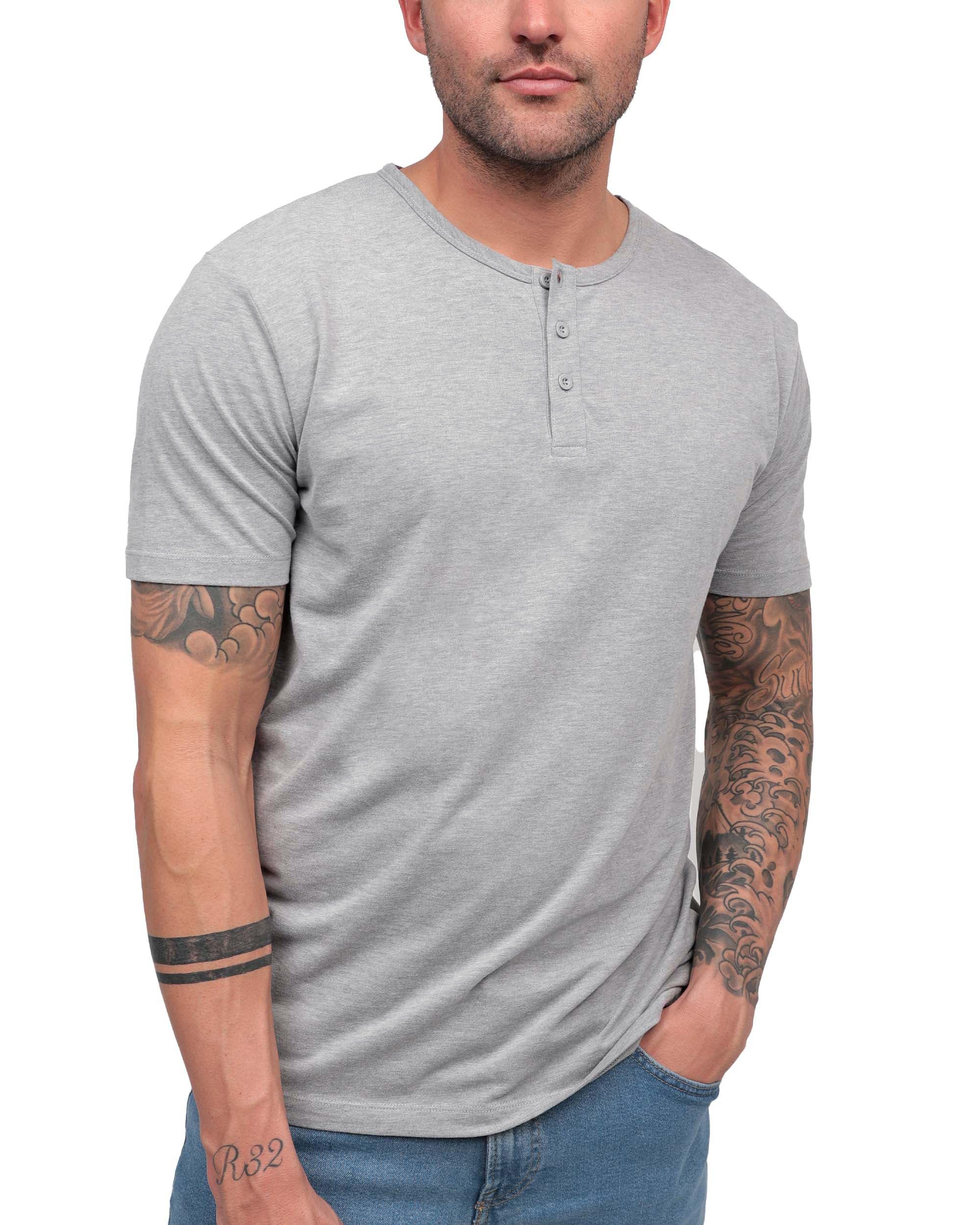 INTO THE AMmens Short Sleeve Henley Shirts Modern