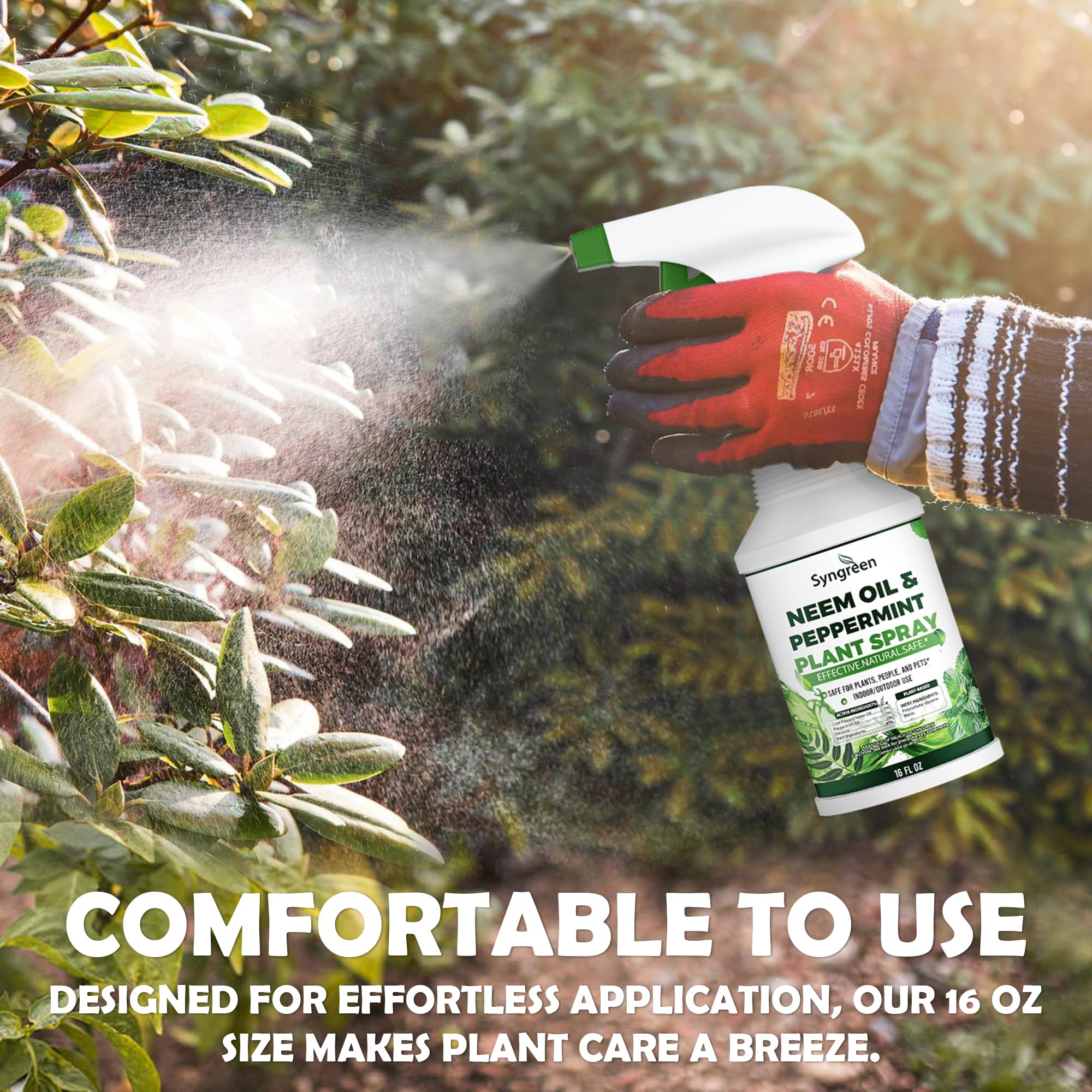 Aerosol de aceite de neem para plantas con menta, mantenimiento suave de hojas para vegetación interior y exterior, 16 onzas 6