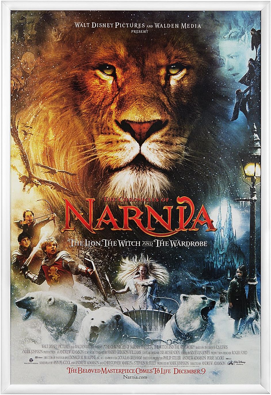 Movie Poster Snap Frame, 27 x 40 inch, narrow 1 inch (25mm) wide aluminum front loading snap frame, Both Lens Included, White