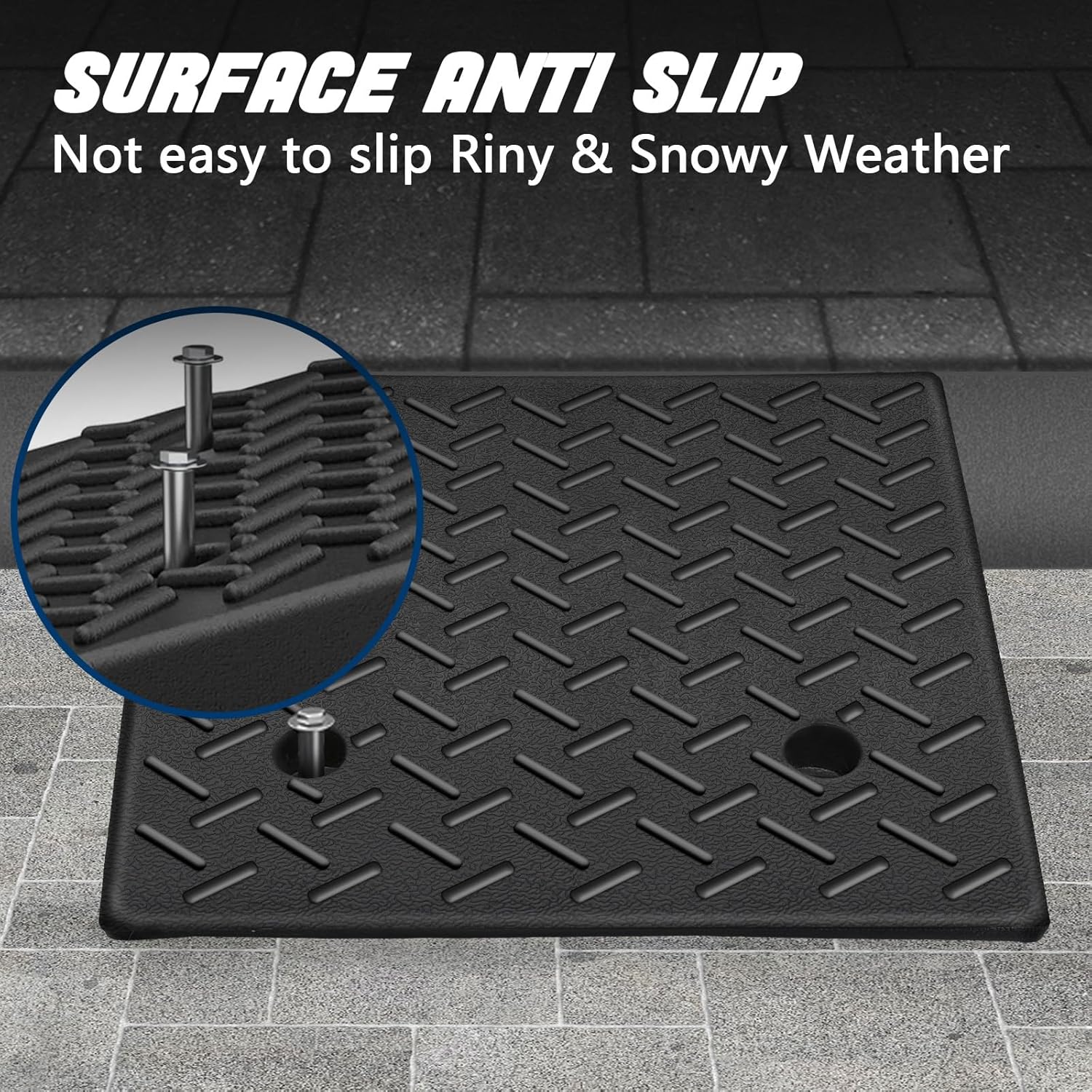 Rubber Curb Ramp,2 Pack,6" Rise Height,11023Ibs, Capacity Driveway Ramps,18.9" L x 18.9" W,Capacity Threshold Ramps,Suitable for Cars, wheelchairs, Scooters, Lawn mowers