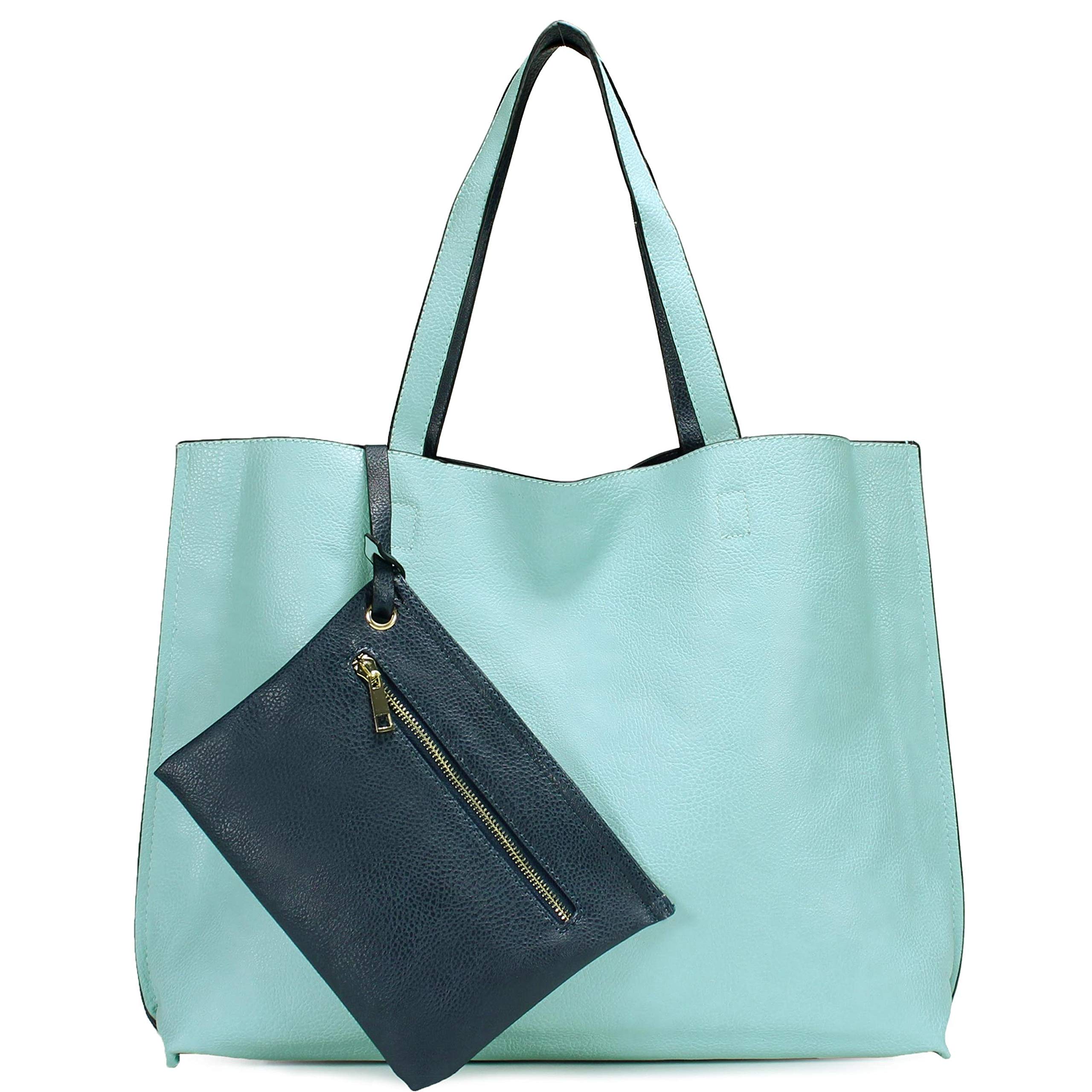 Scarleton Leather Tote Bag for Women, Womens Purses and Handbags, Reversible Tote Bags, H18425019, Blue