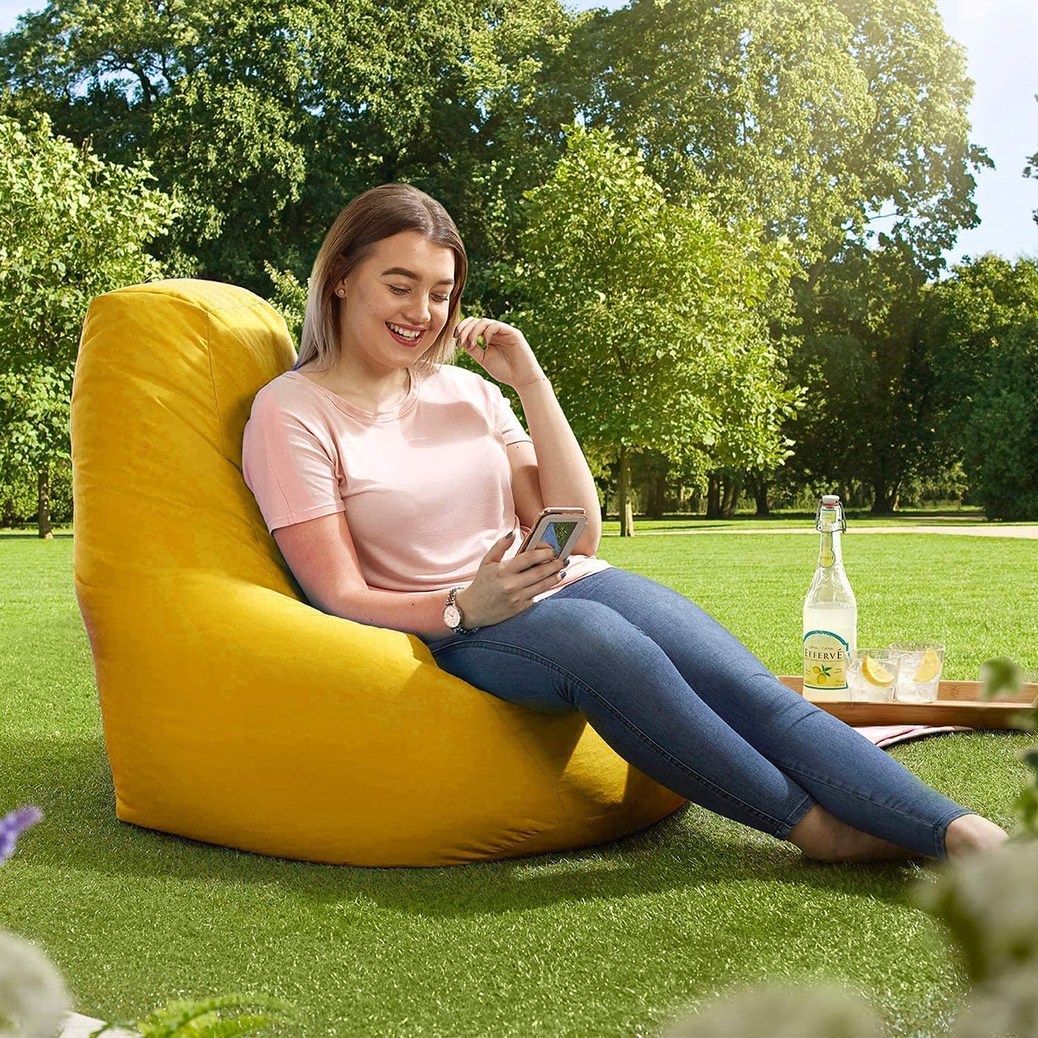 ink craft Classic Solid Bean Bag Chair for Bedroom , Living Room Lounger - Yellow XL - Without Beans-image-28