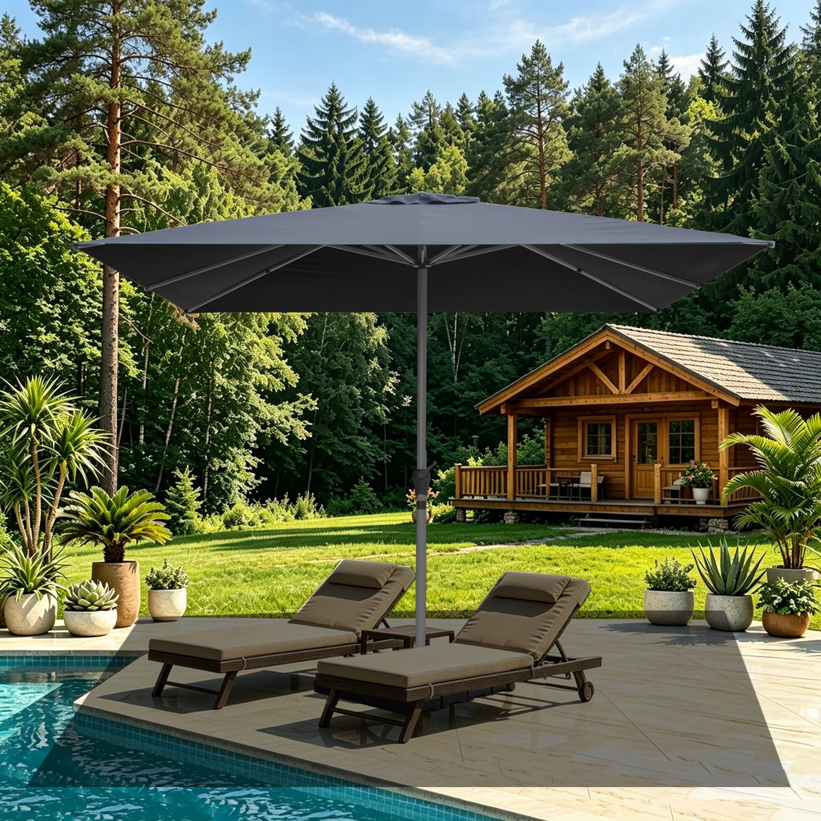 RANSENERS Sonnenschirm 300 x 300 cm mit Kreuzfuß, 8 Rippen, Extra Dicker Gewebe, UV 50+, für Garten, Terrasse, Cafe im Freien