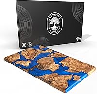 Designium Handmade Olive Wood Resin Charcuterie Board - Luxury Cheese Cutting Board, Kitchen Decor & Housewarming Gift