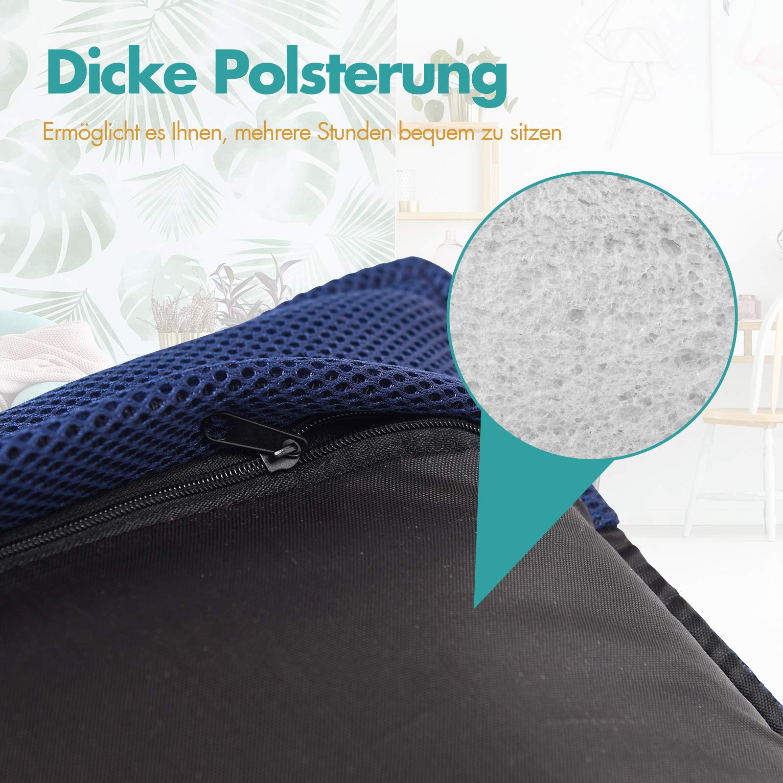 COSTWAY Bodenstuhl Bodensessel mit 6- stufig Verstellbarer Rückenlehne, Game Sessel gepolstert, Bodensofa Meditationsstuhl Lazy Sofa Fensterstuhl Meditationsstuhl (Marineblau)