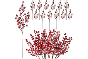 Snowy Red Berry Picks: Adorn Your Christmas Tree with Festive Cheer