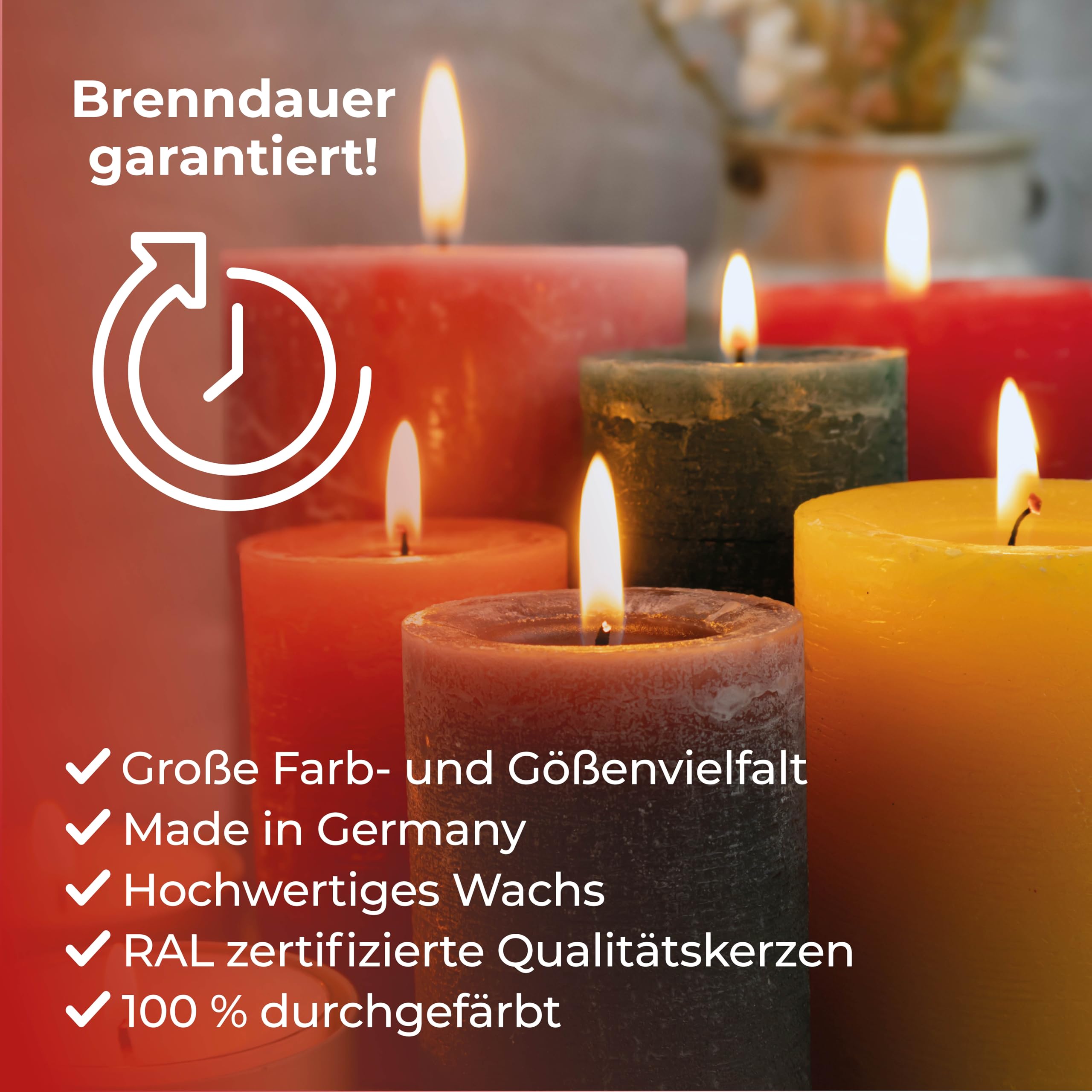 Wiedemann Marble Kerze, durchgefärbt mit Banderole, 8 Stück, ASF inkl., Weiß, 100x68mm, 42.0h - Premium Kerze Made in Germany