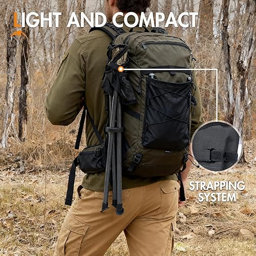 Miniatura 6 de Portal Taburete plegable para camping, portátil, plegable, con trípode para senderismo, caza, caminar, pesca, viajes, al aire libre, con bolsillos