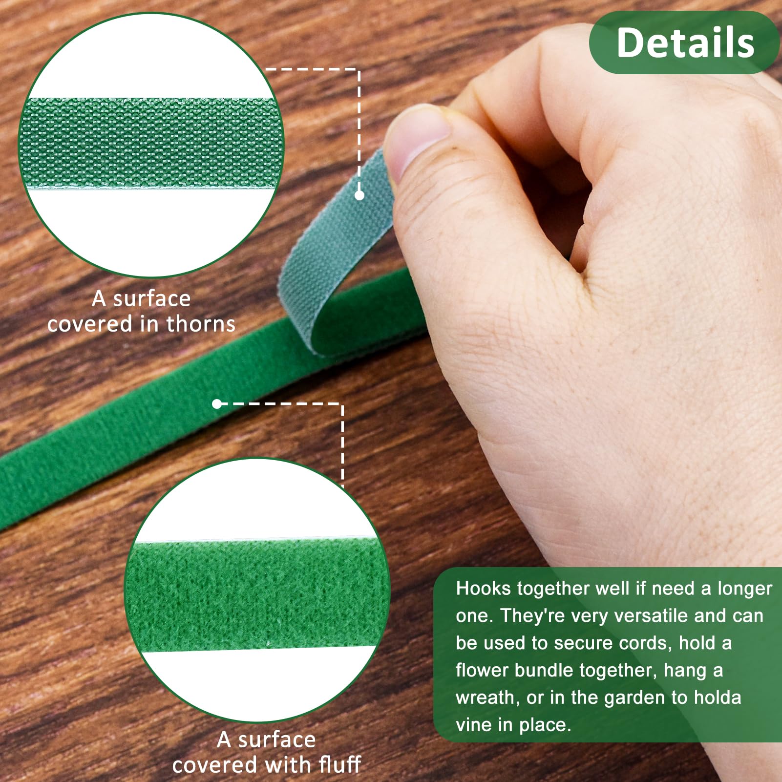 80Pcs Christmas Garland Ties,Green Hook and Loop Adjustable Holiday Decoration Ties Reusable Nylon Garden Plant Cable Strap for Wreath Garland Making Xmas Tree Door Banister Stairway Decoration - Image 3