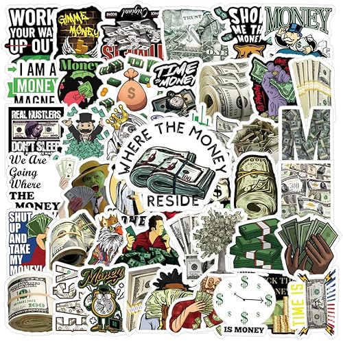 Paquete de 63 calcomanías de dinero calcomanías impermeables de vinilo de graffiti de moda para botella de agua laptop teléfono patineta álbumes de disponible en Yaxa Guatemala