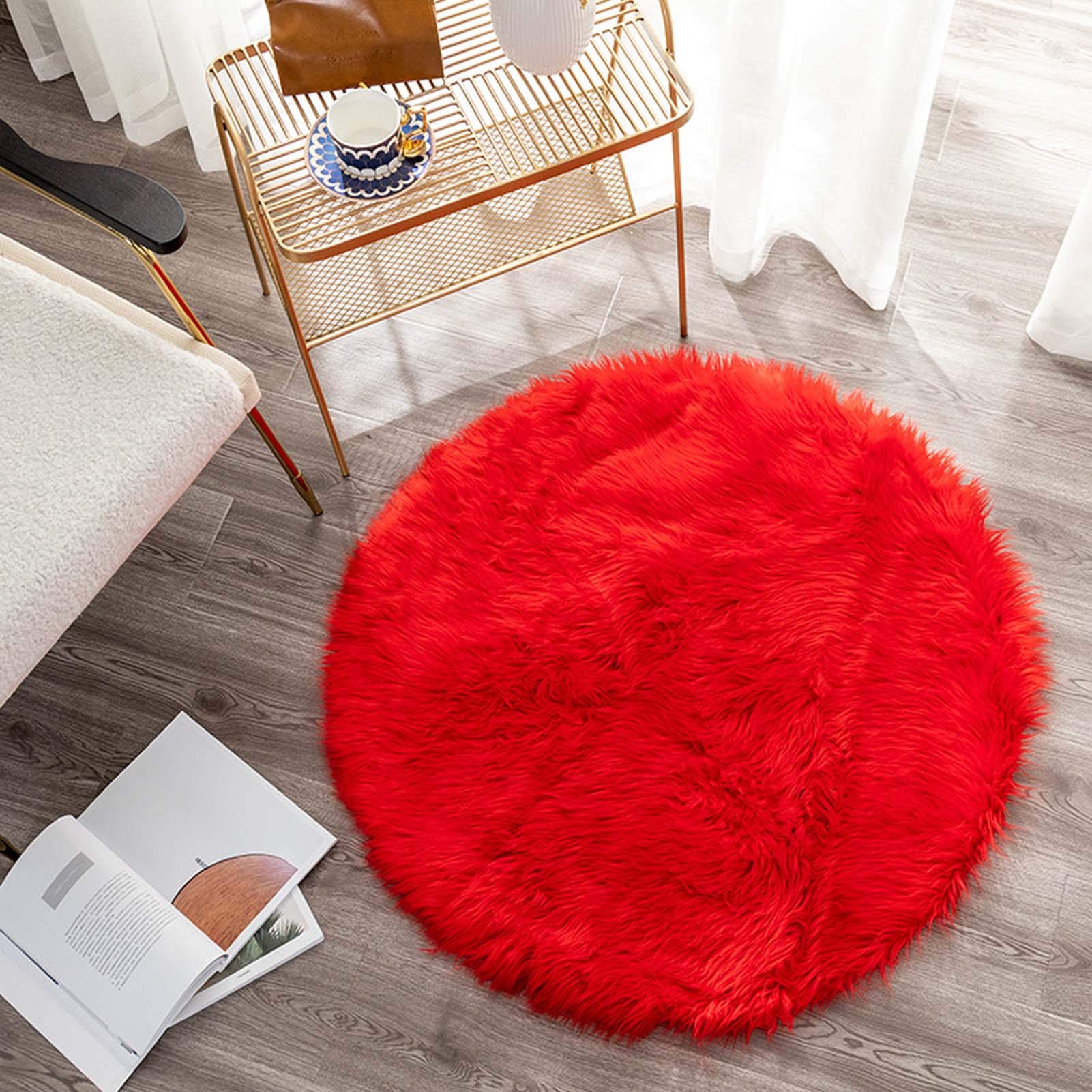 Faux Peau de Mouton en Laine Tapis 90cm, Tapis de Fourrure Artificielle, Cozy Sensation comme véritable Imitation Laine Tapis, Man-Made Laine Tapis de Canapé Coussin