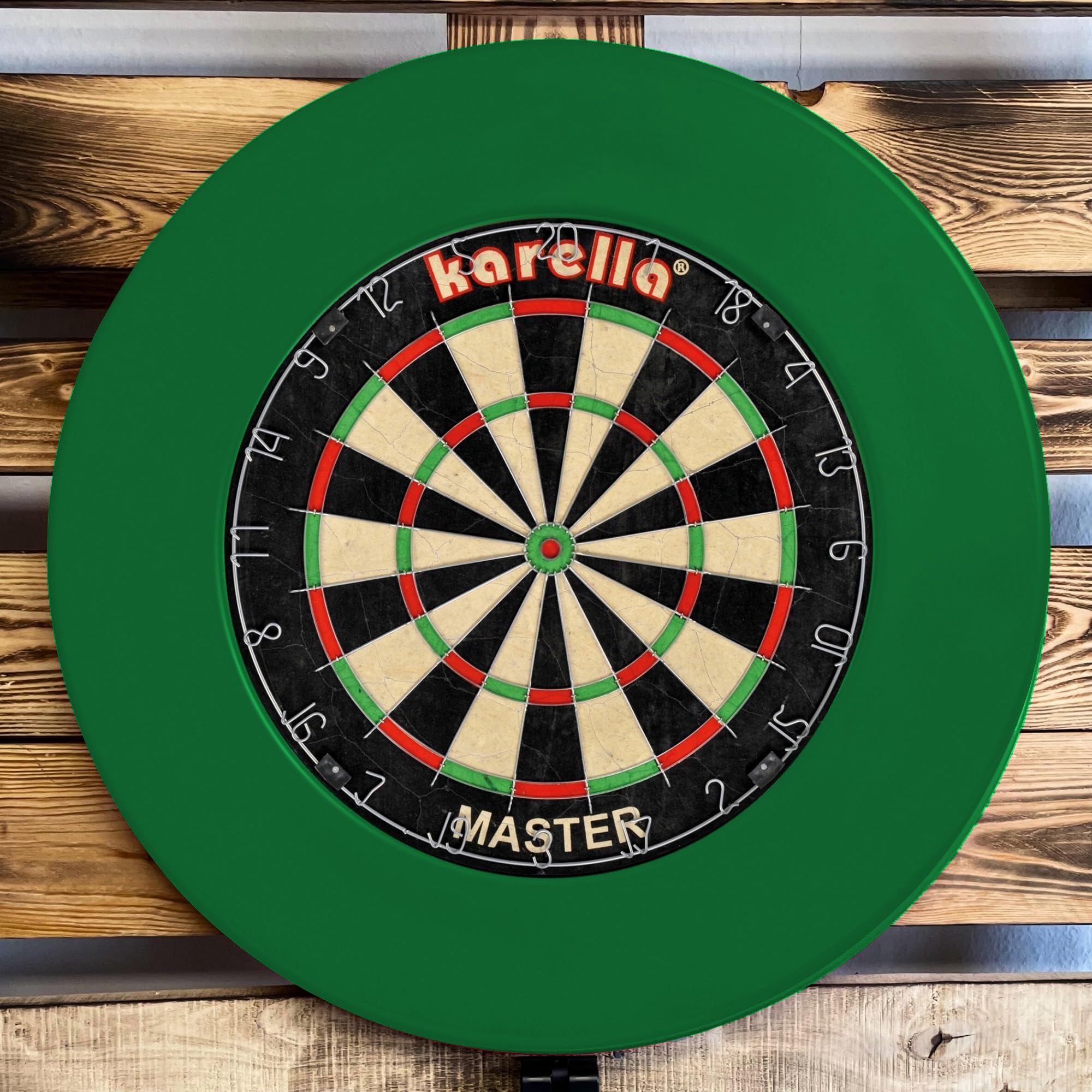 Karella Cible de fléchettes monobloc Surround PU - Anneau de récupération pour toutes les cibles de fléchettes - Vert - Bordure de fléchettes - Anneau de récupération pour fléchettes en acier