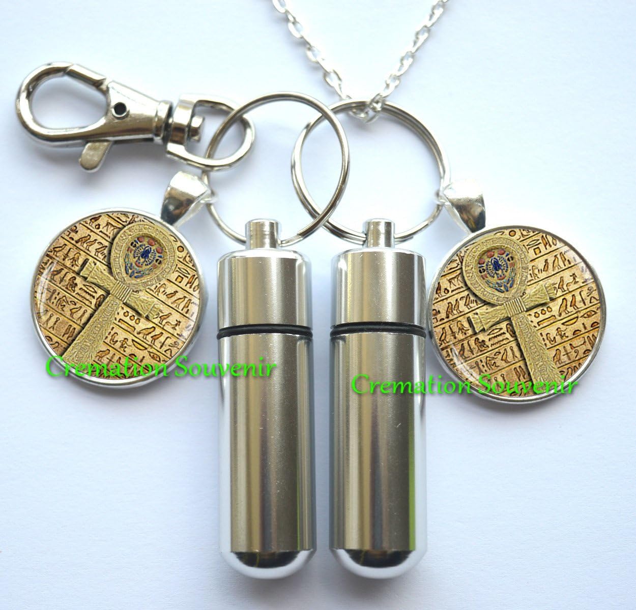 Ankh cross Urn Cremation Necklace and Keychain Jewelry - Egyptian ankh cross Cremation Necklace Jewelry -Ashes Necklace Jewelry - Memorial Jewelry-Ankh cross Cremation Locket