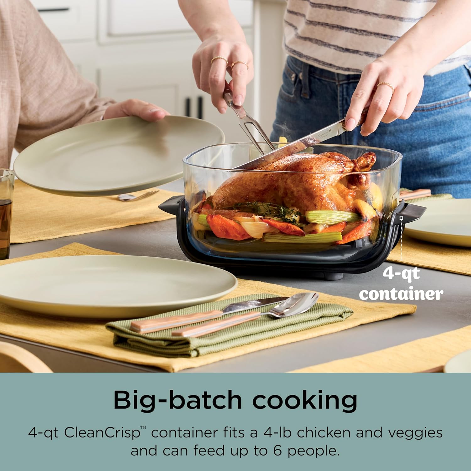 Ninja Crispi 4-in-1 Portable Glass Air Fryer Cooking System, 4 QT & 6 Cup Glass Containers with Storage Lids, Easy Meals, Microwave, Freezer & Dishwasher Safe, Air Fry, Bake, & More, Mint, FN101MT 81PZoZPCPqL. AC SL1500