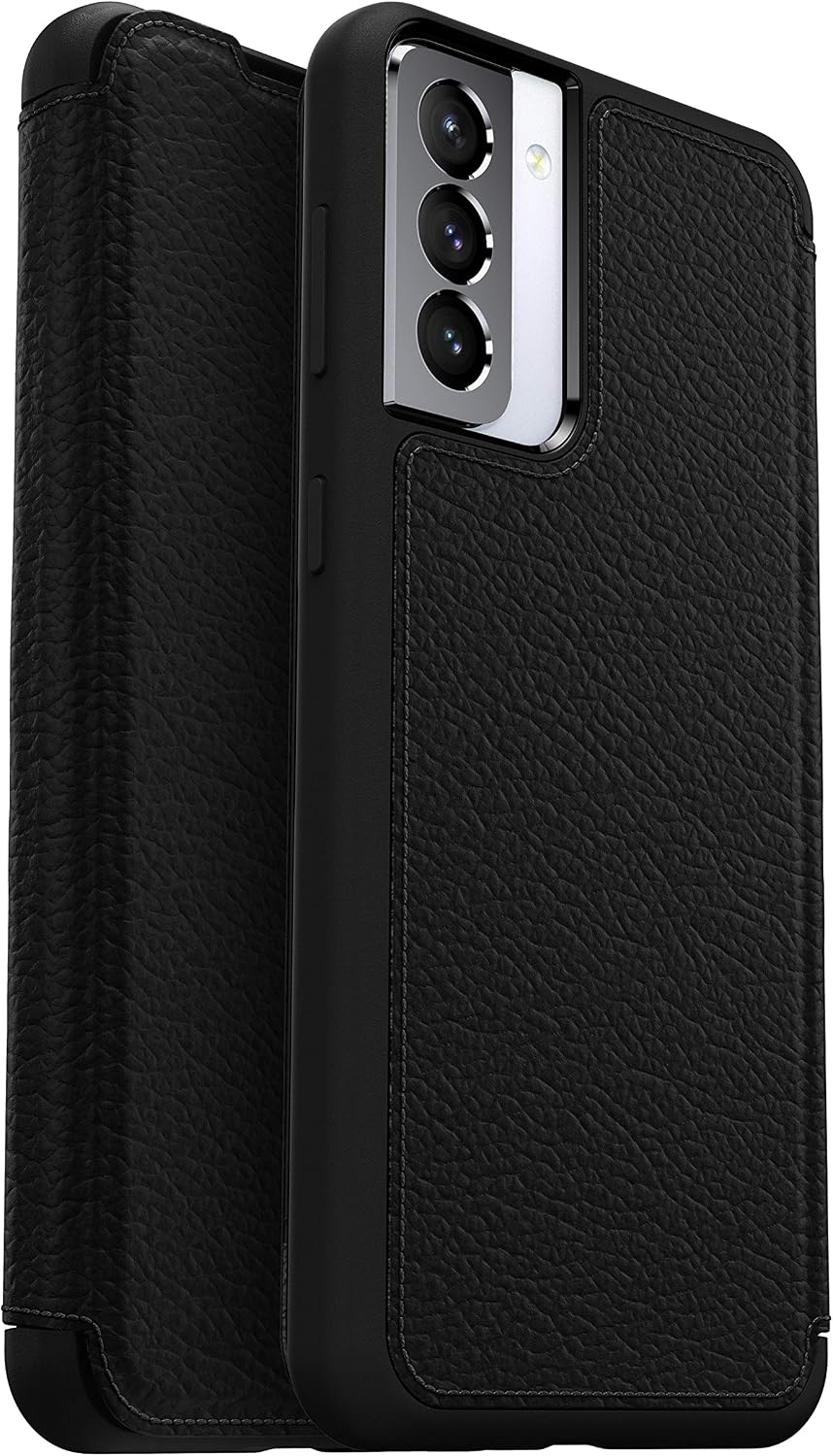 OtterBox for Samsung Galaxy S21+ 5G, Premium Leather Protective Folio Case, Strada Series, Black - Non-Retail Packaging