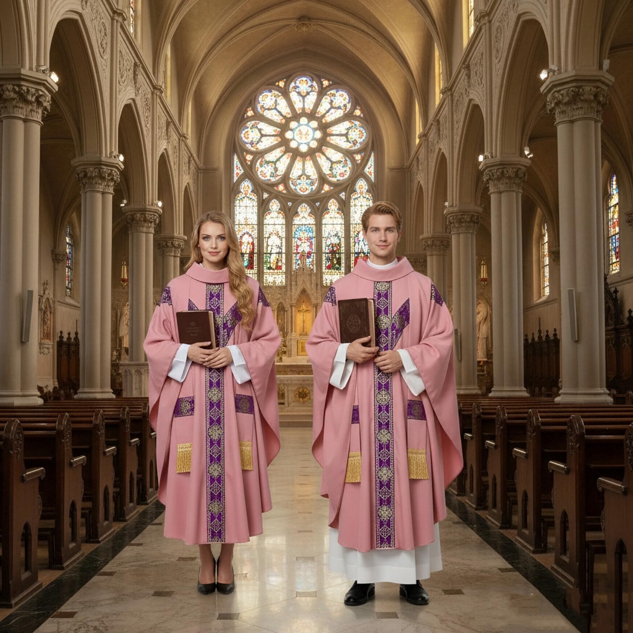 Chaquetas de iglesia elegantes para sacerdotes católicos, casulla misa, bata de cuello redondo con estola de pastor