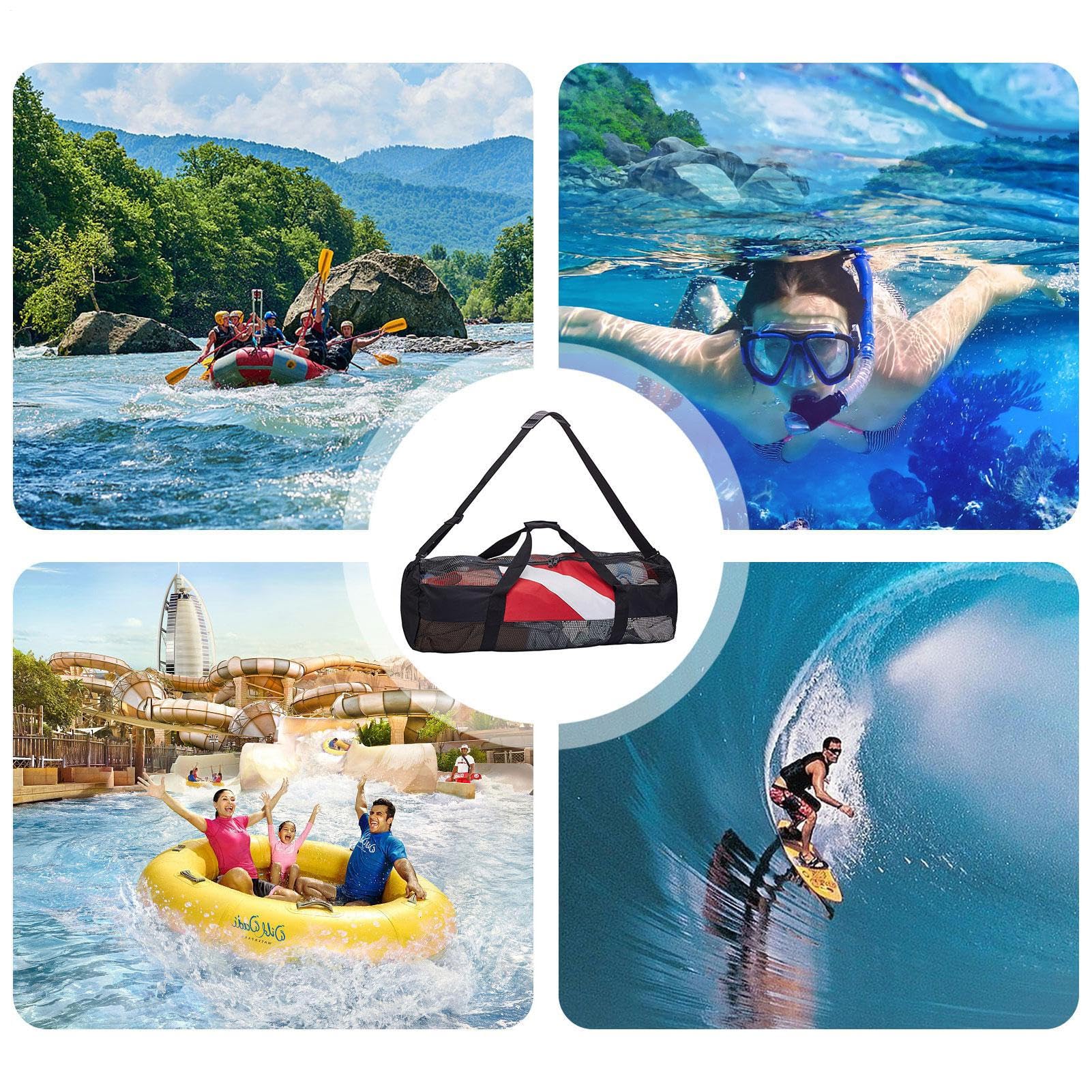 Borsa a rete subacquea - portatore di attrezzature per immersioni, sacchetto d'acqua leggero | 30.3x13.4x13.4in Organizzatore di zaino per lo snorkeling pesante, borsa di utilità a nuoto di drenaggio