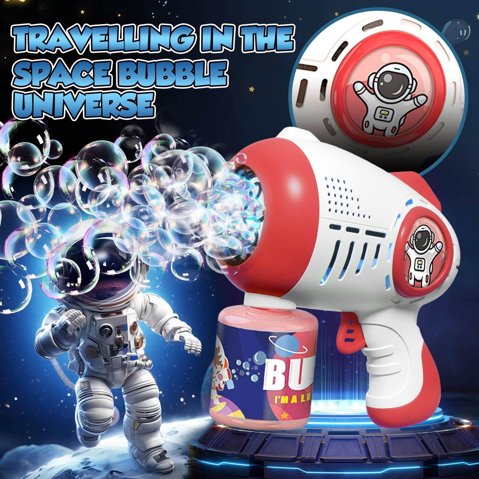 Beria Space Bubble Gun Toys for Kids 3-8 Year Old: Bubble Machine Bubble Guns for Kids Bubble Maker with Bubble Liquid Gifts for 3 4 5 6 7 8 Year Old Boys Toy Party Outdoor Garden Bubble Game Toy - Image 2