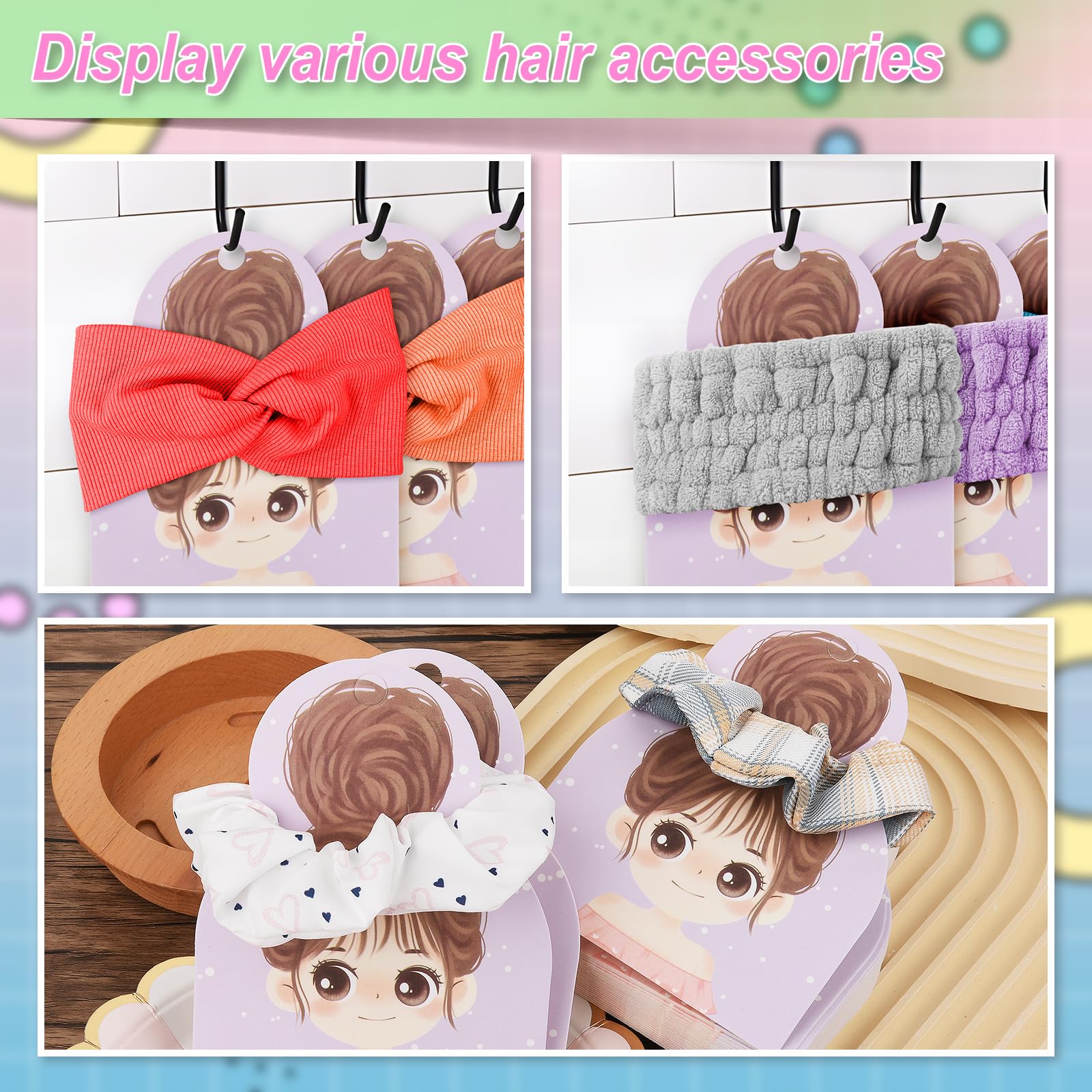 FINGERINSPIRE Wooden Headband Display Cards Bleached Almond