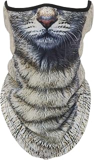 動物柄 ハーフマスク フェイスマスク 3D プリント アニマル マスク 速乾 フェイスカバー ネックガード Animal Face Mask / サバゲー・自転車・バイク・アウトドア・コスプレ (猫)