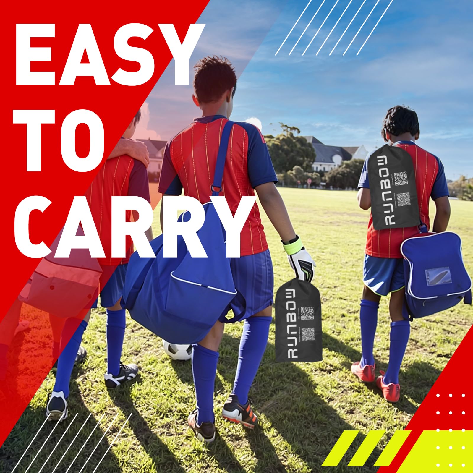 Porta da calcio per bambini per cortile, design con elementi della Coppa del Mondo, rete da calcio pieghevole portatile per bambini, con borsa per il trasporto, uso divertente per allenamento al