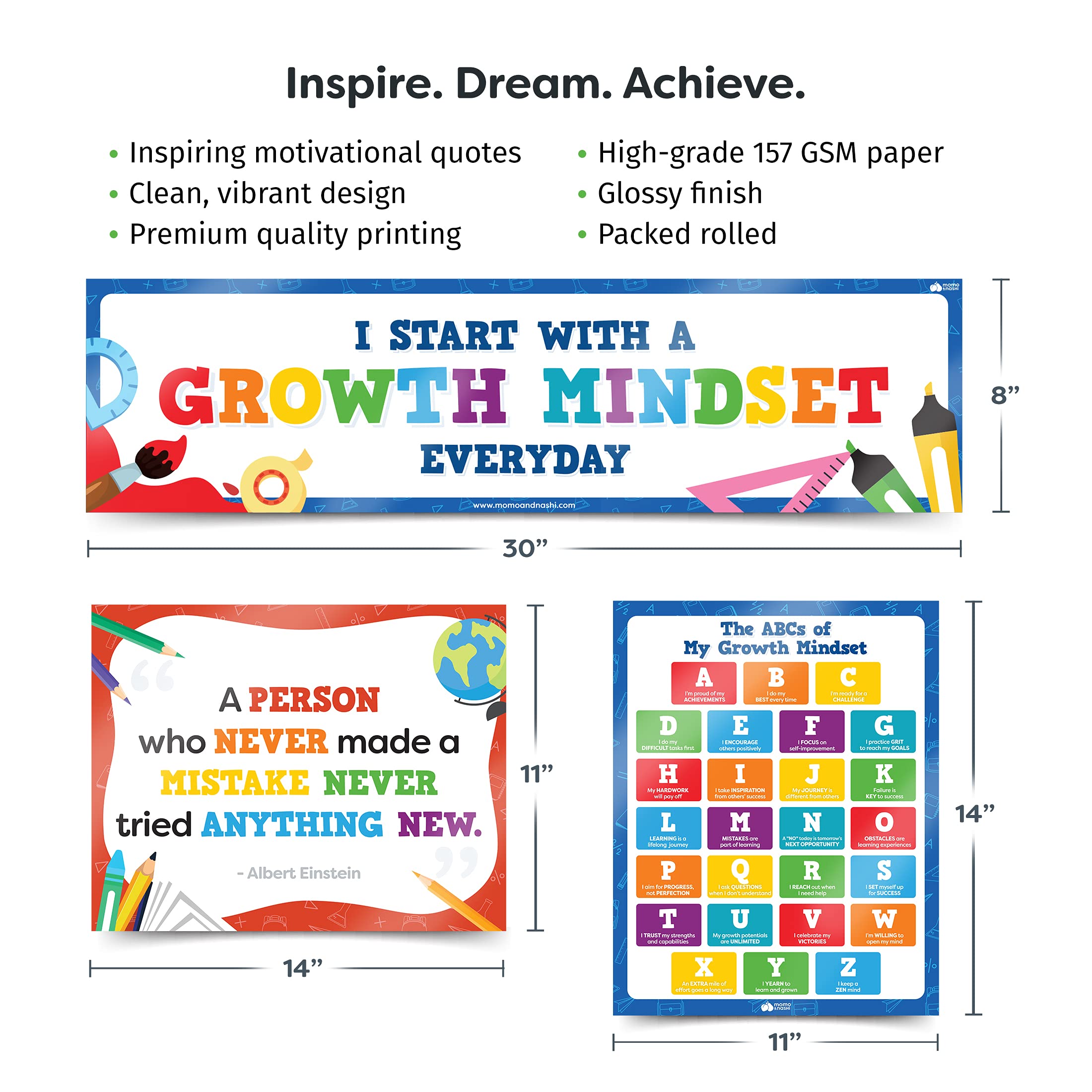 Buy Growth Mindset Posters for Classroom Bulletin Board Sets 10pc Back to School Positive