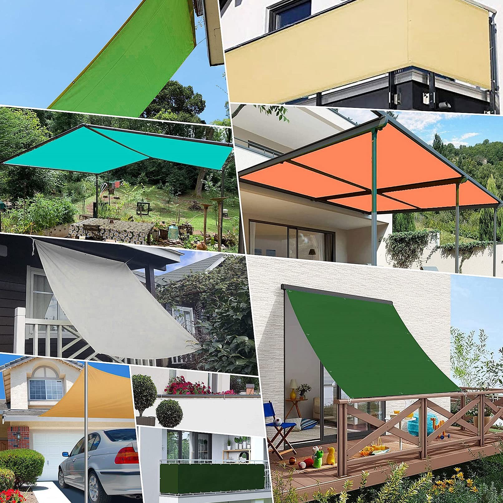 Sonnensegel Wasserdicht Rechteckig 8 x 10 m UV-beständig Garden Schattiernetz inkl Befestigungsseile für Balkon Terrasse Garten Outdoor, Weiß