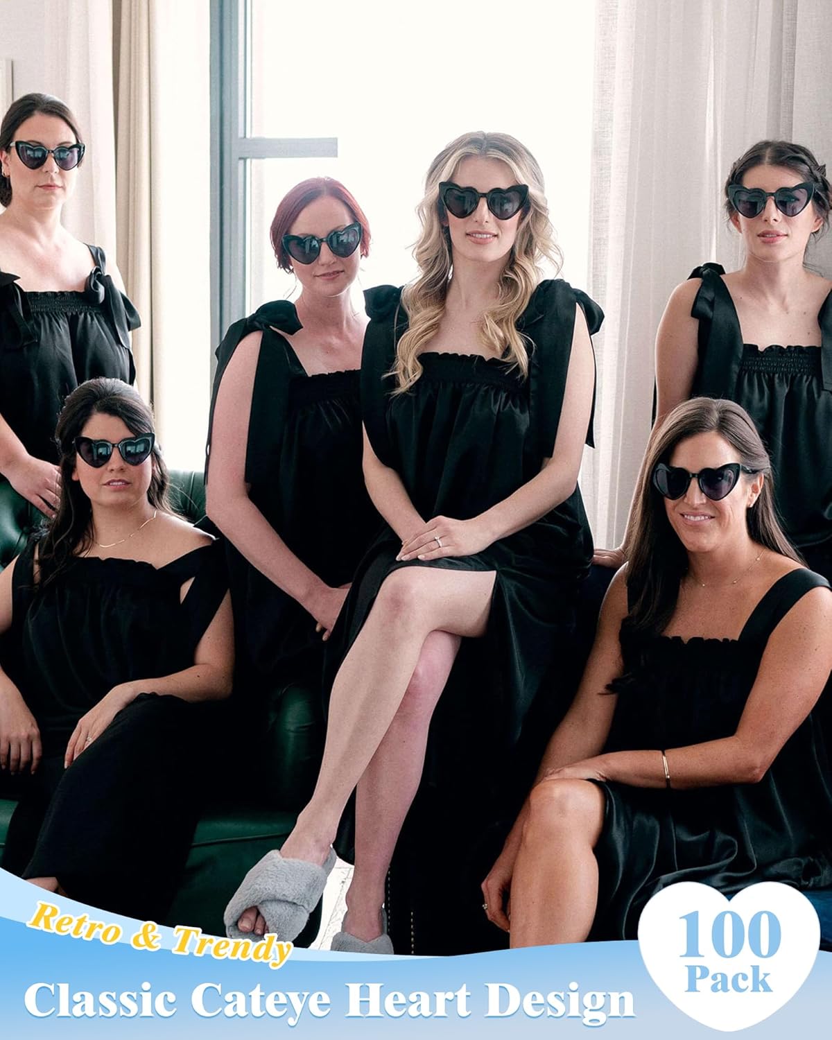 Wholesale 100 Pairs Heart Shaped Sunglasses Bulk for Women Men Wedding Party Favors for Guests Bachelorette Glasses