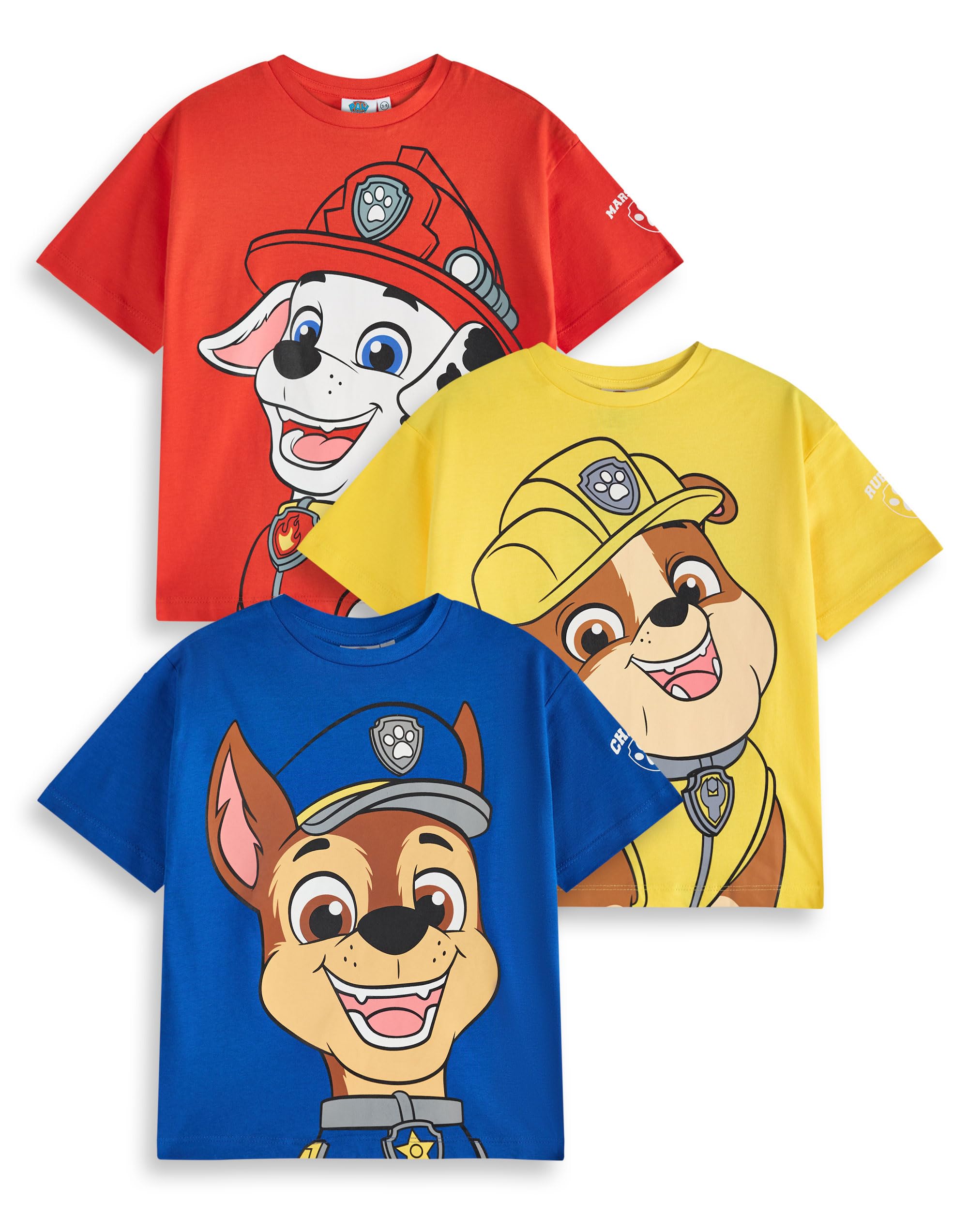 Paw Patrol Set di Magliette da Ragazzo | Confezione da 3 Magliette a  Maniche Corte per Bambini con Stampa Grafica di Grandi Personaggi |  Personaggi dei Cartoni Animati di Marshall Rubble Chase : Amazon.it: Moda