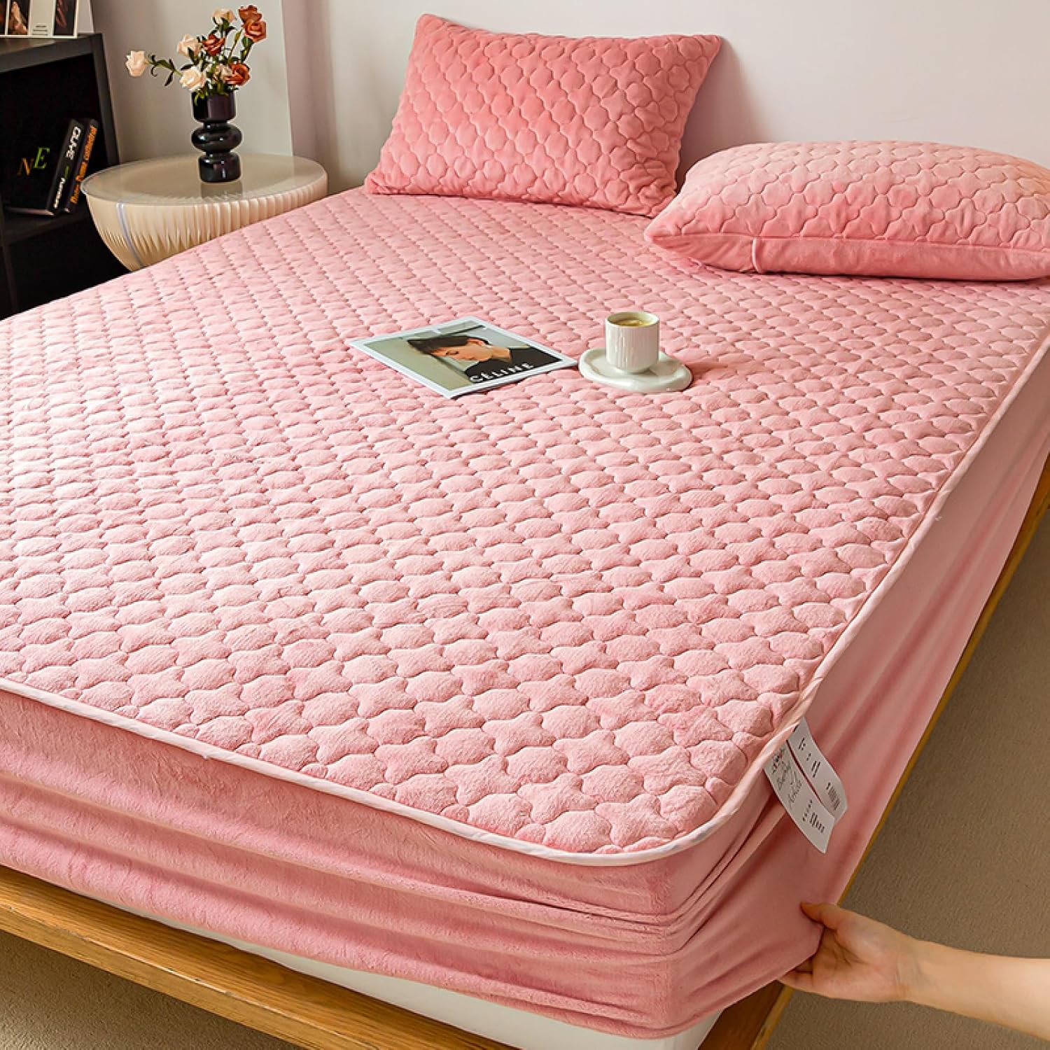 Super Soft Bed Sheet 71 x 87 Inch 3 Pieces, Winter Soybean Coral Fleece