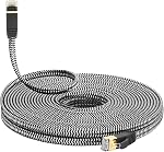 Cat 7 Flat Ethernet Cable 6.6 ft, Nylon Braided STP Shielded, 10Gbps 600MHz, Low Latency RJ45 LAN Patch Cable for PS5, PS4, Xbox, PC, Smart TV, Router, Modem
