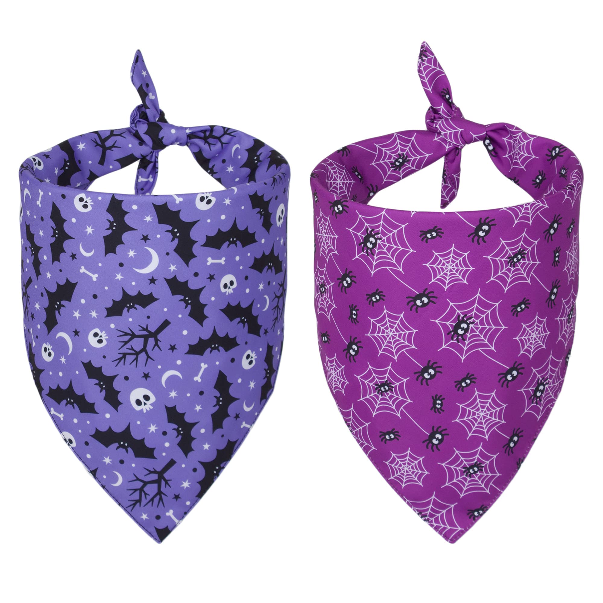 ADOGGYGO 2 Pack Halloween Dog Bandanas, Reversible Triangle Dog Scarf Accessories Halloween Bandanas for Medium Large Dogs Pets (Large)