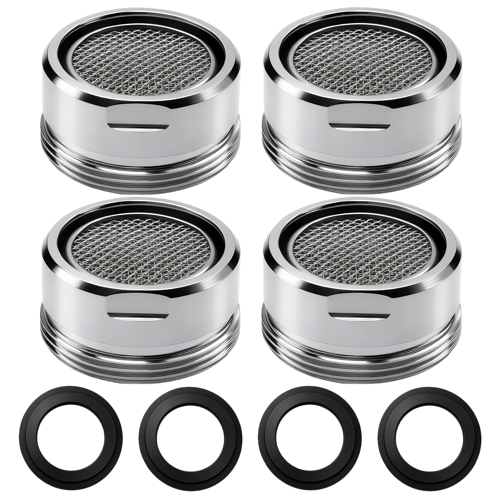Water Saver Spout Mesh Tap Aerator 24mm M24 Male 4 Pcs – Replacement Faucet Aerator Filter Screen, Tap End Nozzle with Water Saving Chrome for Sink, Kitchen, Bathroom, Wash Basin