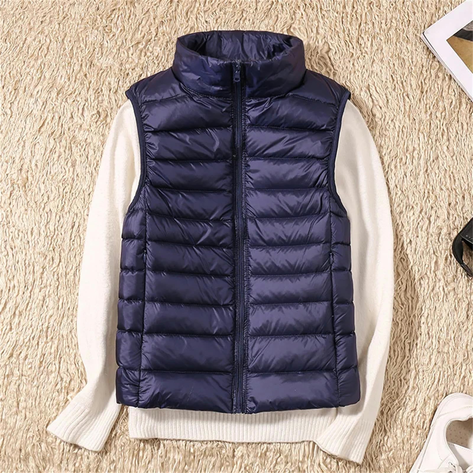 MdybF Chaleco Mujer Chaleco Térmico De Invierno Chaqueta Cuello Alto Chaleco Sin Mangas De Invierno Chaleco Corto