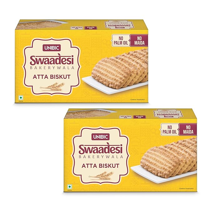 Unibic Swaadesi Atta Bakery Biscuits - No Maida, No Palm OilI Biskut Bakery Biscuits I 2 * 200g