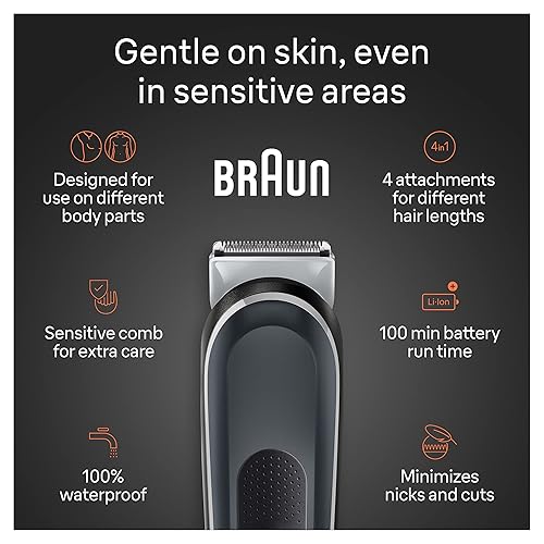 Miniatura 3 de Braun Body Groomer Series 5 5360, peluquero corporal para hombres, para pecho, axilas, ingle, tecnología SkinSecure para un uso suave y accesorio de