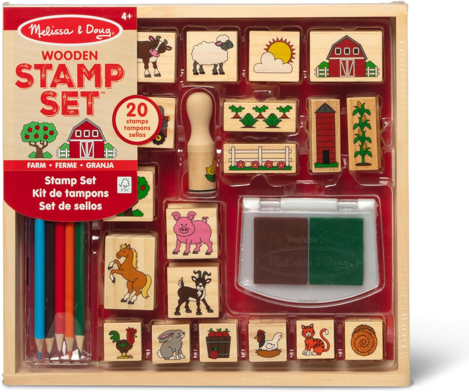 Melissa & Doug 18592 Stamp A Scene Farm, Arts and Crafts, Stamp Sets and Stencils, 4+, Gift for Boy or Girl, Multicolor, One Size