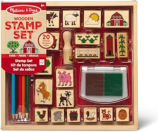 Stamp-a-Scene Farm, 20 Wooden Stamps with 2-Color Ink Pad & 5 Colored Pe...