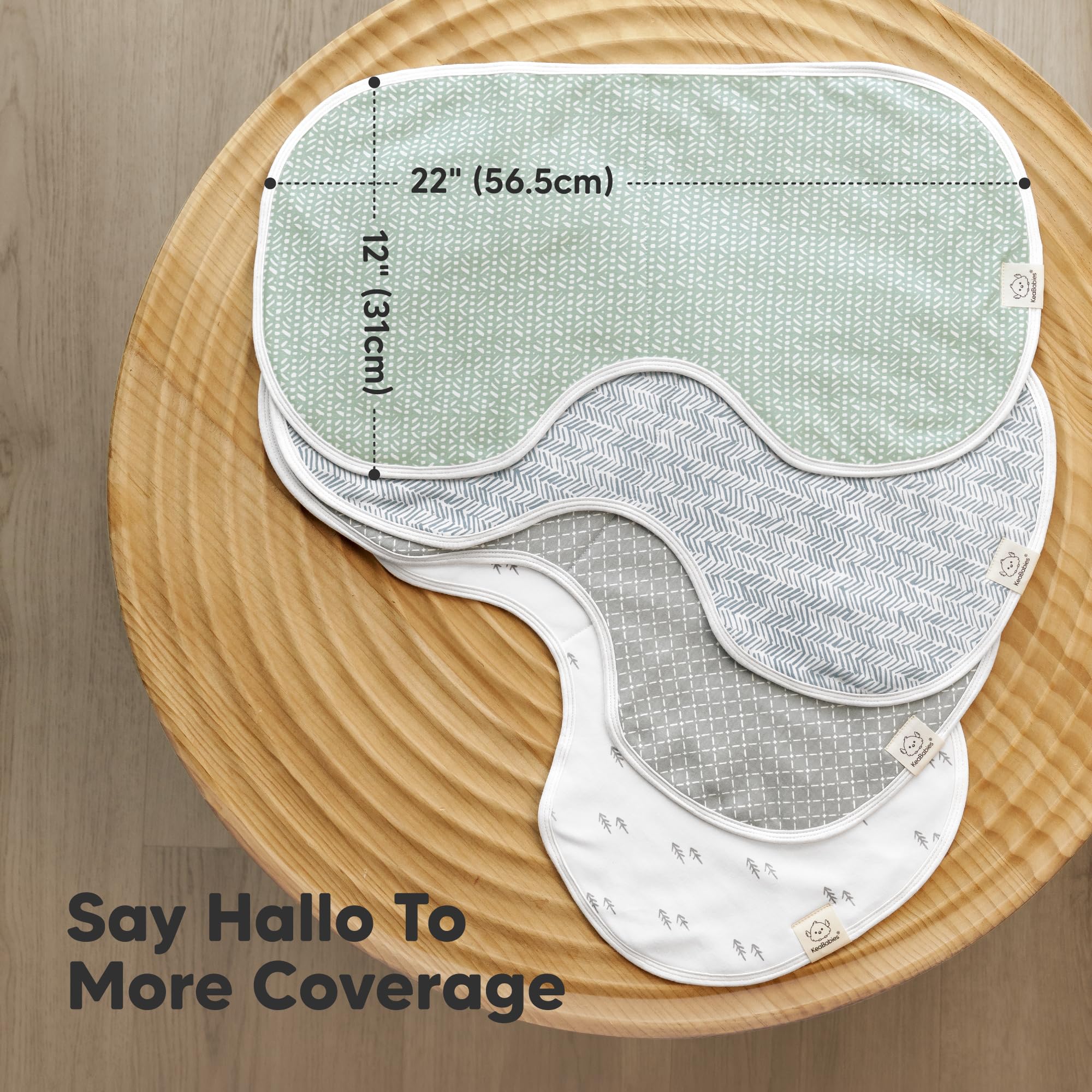 KeaBabies 4-Pack Baby Burp Cloths Baby Girl, Boy - Organic Cotton Burp Cloth, Extra Large, Absorbent, Soft Burping Cloths & Bibs Set for Babies, Newborn Burp Clothes, Thick Burp Rags (Nordic)