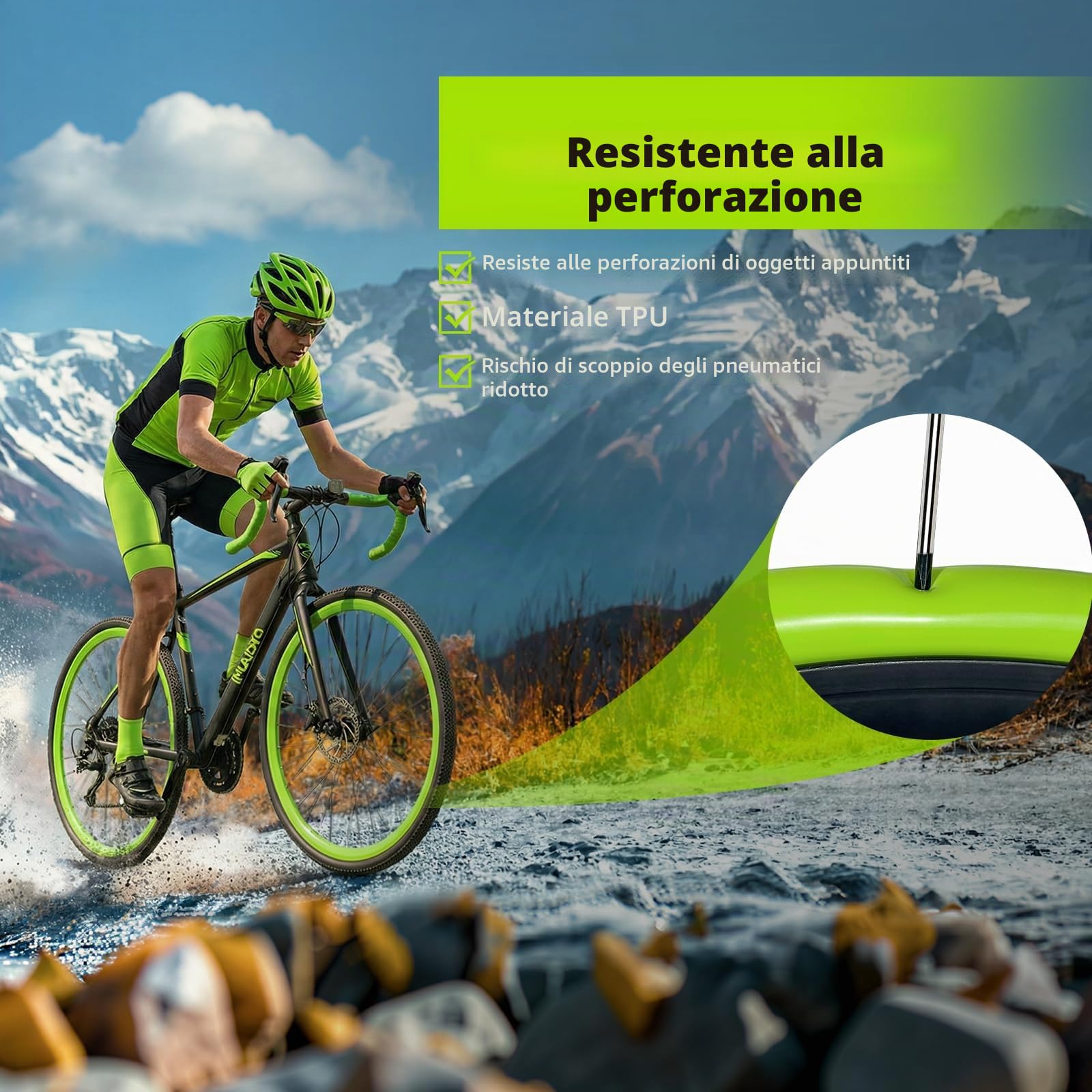 2 tubi in TPU per gravel, ultra leggeri, 46 g, 700 C x 32 – 47 – 622, tubo flessibile per mountain bike, 29 pollici, in TPU Gravel bici da corsa 28 pollici, FV: 65 mm